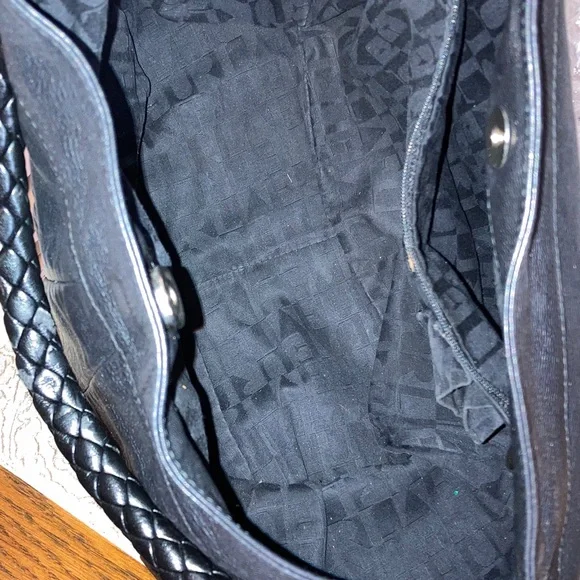 FURLA EUC Black Italian Pebbled Leather Hobo Bag with Braided Handle. - Picture 8 of 14